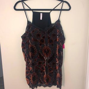Black and burgundy velvet top